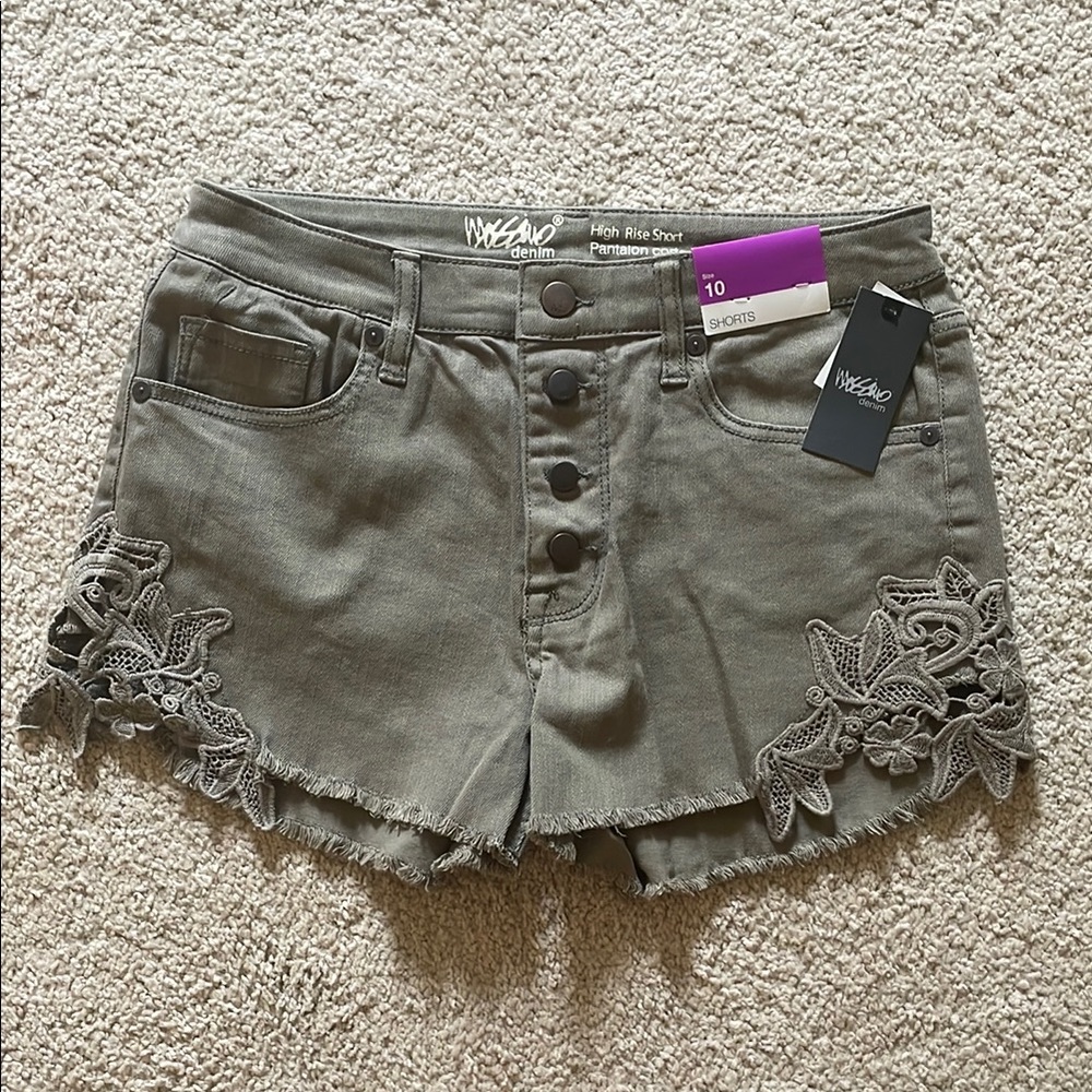 Mossimo Supply Co. Green High Waist Shorts with Lace Trim